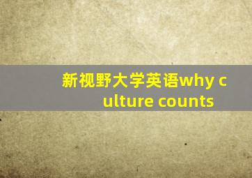 新视野大学英语why culture counts